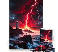 Lighthouse, Lightning, And Coastal Drama Jigsaw Puzzles 1000 Pieces for Teenagers Logic Exercise Clear Color Family Play Night Play (38x52cm)