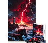 Lighthouse, Lightning, And Coastal Drama Puzzles for Teenagers 1000 Pieces Logic Build Anxiety Relief Fun Challenge Art Display (38x26cm)