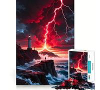 Lighthouse, Lightning, And Coastal Drama Puzzles for Teenagers 1000 Pieces Logic Build Anxiety Relief Fun Challenge Art Display (38x26cm)