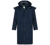 LightHouse Stockman Mens Full Length Raincoat, Waterproof Windproof Long Rain Coat with Detachable Hood and Protective Cape (Navy, M)