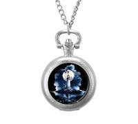 Lighthouse Moon Ocean Men's Pocket & Fob Watches Silent Ticking Quartz Alloy Chain Watch for Daily Use Silver-Style