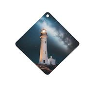 Lighthouse Night Car Aromatherapy Tablets Air Freshener Hanging Scented Cards for Rooms Bathrooms Wardrobe Rhombus