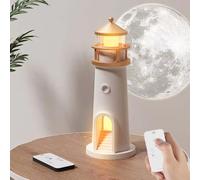 Lighthouse Night Light, Portable LED Night Lamp Lighthouse with Remote Control and Timing, LED Cordless Projector Night Light, Rechargeable LED Aesthetic Table Lamp for Kids, Bedroom Decor
