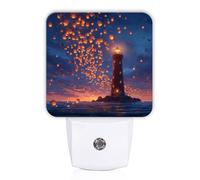 Lighthouse Night Lights Plug Into Wall, Nautical Romantic Lanterns Ocean Summer Blue Smart Outlet Plug in Led Night Light Lamp for Living Room Entryway Kitchen Decor 1pcs