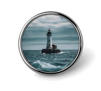 Lighthouse Ocean Badge Holder Exquisite Round Badge with Picture Pin DIY Button Badges Personalized Metal Button Pin Fashion Brooch Crafts Gifts Clothes Decorative Pins
