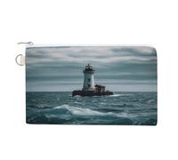 Lighthouse Ocean Coin Purse Mini Pouch Change Wallet with Keychain Portable Change Wallet Canvas Coin Bag