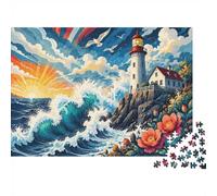 Lighthouse Ocean Flower 1000pcs Mini Puzzle For Family Birthday Gift