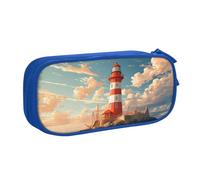 Lighthouse Ocean Pencil Case for Boys Girls Sea Nautical Large Pen Bag Desk Stationery Organizer Pencil Pouch for School Office Zippered Makeup Bag