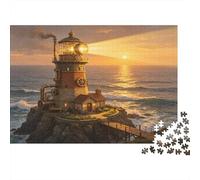 Lighthouse Ocean Scenery 1000 Piece Jigsaw Puzzle Paper for Adults Night View Puzzle Game for Family Relaxation 70x50cm/1000pcs