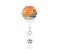 Lighthouse Ocean Sea Print Badge Reel Retractable Badge Holder Cute Badge Clip Id Card Holders for Men Women