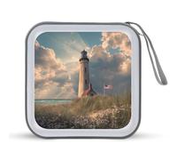 Lighthouse Ocean Seascape CD Case Holder Portable 40 Capacity DVD Wallet Storage Organizer for Car Travel