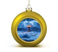 Lighthouse Ocean Storm Thunder Christmas Balls for Tree Decoration PC Baubles Hanging Ornaments Festive Decor 1PCS
