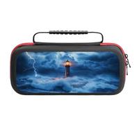 Lighthouse Ocean Storm Thunder Compatible with Switch Carrying Case Waterproof Protective Travel Bag with 20 Game Card Slots