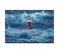 Lighthouse Ocean Storm Thunder Linen Place Mats Heat Resistant Non Slip Table Placemats Stylish Printed Dining Decor