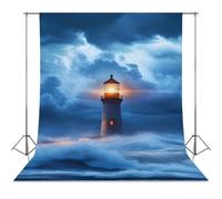 Lighthouse Ocean Storm Thunder Photo Backdrop Polyethylene Studio Background for Photography Video Broadcast Photoshoot