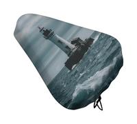 Lighthouse Ocean Waterproof Bike Seat Cushion with Drawstring for Women Men Soft Padded Bicycle Seat Cover for Comfort Wide Road Bike Saddles Universal Fit for Mountain Exercise