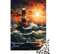 Lighthouse Ocean Waves 1000 Piece Jigsaw Puzzle Jigsaw Puzzle for Adults Paper Game Relax Home Gift 52x38cm/1000pcs