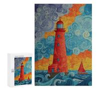 Lighthouse Ocean Waves Sunset Puzzle 1000 Teile Schwer Puzzle Spielzeug Lernspiel Impossible Herausforderungsspielzeug Für Erwachsene Kinder 300 PCS