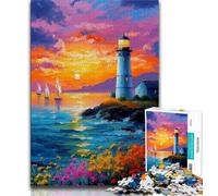 Lighthouse Oil Painting Jigsaw Puzzles for Adults 1000 Jigsaws,Challenging Game Gifts for Is Ideal As A Gift for The Whole Family 38x26cm