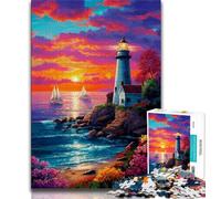 Lighthouse Oil Painting JigsawPuzzle 1000 Pieces for Adults,Challenging Game And Family Play for Is Ideal As A Gift for The Whole Family (38x26cm)