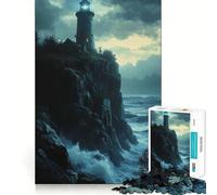 Lighthouse on A Cliff 1000 Pieces Jigsaw Puzzles for Adults Cozy Fun Clear Hue Family Game Xmas Santa Gift (38x26cm)