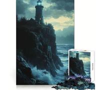 Lighthouse on A Cliff Jigsaw Puzzle 1000 Piece Recall Enhancer Thick Material Pattern Assemble Birthday Gift (38x52cm)