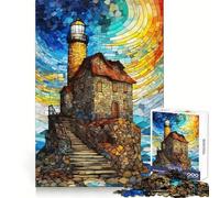 Lighthouse on A Cliff Jigsaw Puzzles for Adults 1000 Pieces Recall Enhancer Creative Play Pattern Build Birthday Gift (38x26cm)