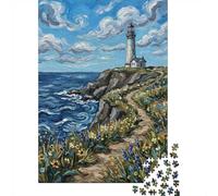 Lighthouse on a Cliff Overlooking the Ocean Jigsaw Puzzle, 1000 Piece