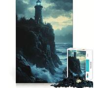 Lighthouse on A Cliff Puzzles for Teenagers 1000 Piece Strong Memory Precise Edge Joyful Challenge Nice Art (50x75cm)
