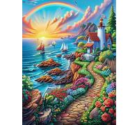 Lighthouse on A Coastal Cliff at Sunrise 300 Piece Jigsaw Puzzle for Adults Animal Plant Snow Day Activity Indoor Fun No Dust Pieces Great Gift for Neighbors 300 PCS