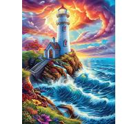 Lighthouse on A Coastal Cliff at Sunset 1000 Piece Jigsaw Puzzle for All Ages Scenery Science Fiction Jigsaw Neighborhood Get Together Family Game Whimsical Design for Any Event 1000 PCS