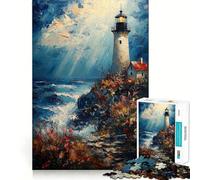Lighthouse on A Rocky Coast 1000 Pieces Jigsaws Adults Puzzles Gifts Creative Play Nice Thick Real Challenge Great Gift (38x26cm)