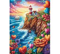 Lighthouse on A Rocky Coastal Cliff 1000 Piece Jigsaw Puzzle for All Ages Scenery Science Fiction Easter Gift Idea Family Gathering Durable Pieces Stress Relief Home Decor 1000 PCS