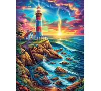 Lighthouse on A Rocky Coastal Cliff 300 Piece Jigsaw Puzzle for Adults Teens Wildlife Pet Post Work Wind Down Mind Calming Whimsical Design for Friends 300 PCS