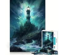 Lighthouse on A Rocky Shore 1000 Piece Jigsaw Puzzles for Teenagers Jigsaw Creative Fun Smooth Cut Home Game Perfect Decor (38x52cm)