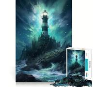 Lighthouse on A Rocky Shore Jigsaw Puzzles 1000 Pieces for Teenagers Creative Play Real Thick Real Challenge (50x75cm)