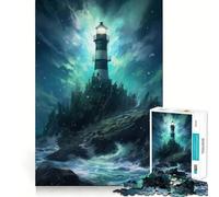 Lighthouse on A Rocky Shore Puzzles for Teenagers 1000 Piece Strong Memory Precise Edge Joyful Challenge Nice Art (38x26cm)