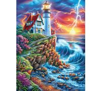 Lighthouse on Coastal Cliff 300 Piece Jigsaw Puzzle for Adults Magical Accompany Fairy Tale Jigsaw Family Road Trip Activity Vibrant Whimsical Design Great Gift for Travelers 300 PCS