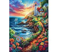 Lighthouse on Coastal Cliff 300 Piece Jigsaw Puzzle for Adults Teens Craft Room Decor Creative Project Whimsical Artwork for Crafters 300 PCS