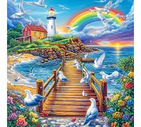 Lighthouse on Coastal Path 100 Piece Pack Classic Jigsaw Puzzle Couple Puzzle Partners Ultra Difficult Wall Decor Easter New Year Creativity & Gift Giving 28x28cm