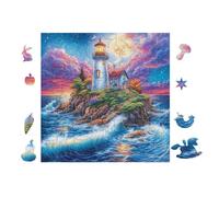 Lighthouse on Coastal Path 100 Pieces Classic Jigsaw Puzzle Puzzle for Adults Concentration Training Wall Art Mental Exercise Halloween Premium Cardboard 28x28cm