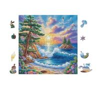 Lighthouse on Coastal Path 100 Pieces Classic Jigsaw Puzzle Puzzle for Adults Concentration Training Wall Art Mental Exercise Cardboard 28x28cm