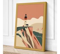 Lighthouse on Rocky Cliffs Canvas Wall Art Print 36x24 Inch (91 x 61 cm)