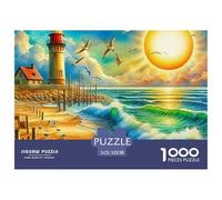 Lighthouse on Rocky Island at Sunset Well Made Cardboard Pieces Excellent for Brain Exercise, Memory Improvement And Mental Relaxation at Home 52x38cm/1000pcs