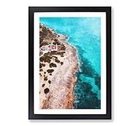 Lighthouse On The Coast of Spain Painting Framed Print | A2 Black Framed Wall Art | Ready to Hang | Modern Cityscape Picture | Living Room Bedroom Lounge Office