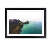 Lighthouse on The Isle of Anglesey in Abstract Framed Print | A2 Black Framed Wall Art | Ready to Hang | Abstract Cityscape Picture | Living Room Bedroom Lounge Office