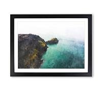Lighthouse On The Isle Of Anglesey Painting Modern Art Framed Print | A2 Black Framed Wall Art | Ready to Hang | Modern Cityscape Picture | Living Room Bedroom Lounge Office