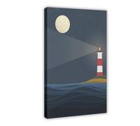 Lighthouse on The Ocean Canvas Poster Bedroom Decor Landscape Office Room Decor Gift 08x12inch(20x30cm)