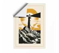 Lighthouse on the Peak Geometric Unframed Wall Art Print A3 (42×29.7cm), Wall Decor for Living Room, Bedroom, Office & Home, Art Gift