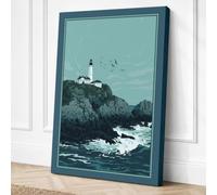 Lighthouse on the Rocks Canvas Wall Art Print 24x16 Inch (61 x 41 cm)